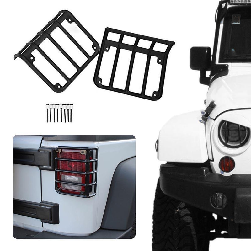 1Pair Metal Rear Tail Light Guards Covers for 07-17 Jeep Wrangler JK JKU
