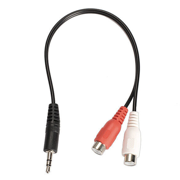 3.5mm Male to 2 RCA Female Jack Stereo Audio Cable Converter Adapter DC3 Newly