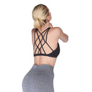 Women Fitness Sports Yoga Gym Bra Push Up Padded Cross Back Vest(Black/S)-2