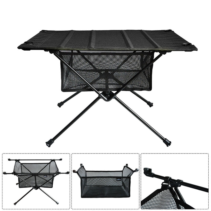 Outdoor Folding Table with Net Pocket Aluminum Alloy Desk for Picnic Barbec