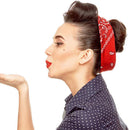 Print Bandana Hair Bands Women Unisex Square Scarf Turban Headband (Red) Newly