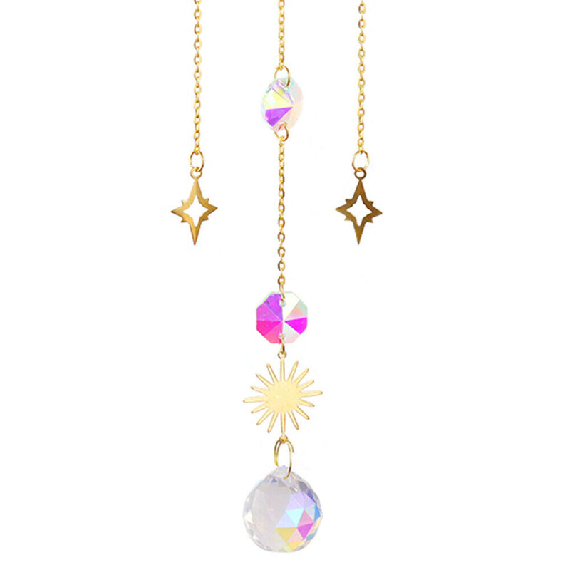 Suncatcher Crystal Star Moon Sun Chandelier Pendant Prism Hanging Lamp Ornament