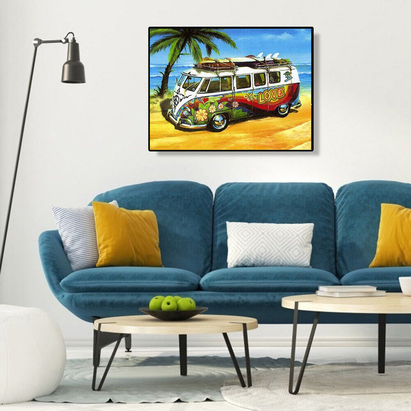 Bus by the Beach Diamond Painting Kits Full Square Drill Home Wall Art Decor