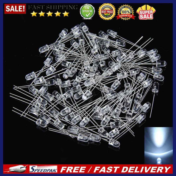 1000Pcs 5mm White Ultra-Bright LED Light Lamp Emitting Diodes 15000MCD