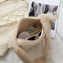 Retro Solid Color Underarm Bag Portable Women Plush Top-handle Pouch Party Purse