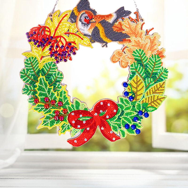 DIY Diamond Art Flower Wreath Mosaic Hanging Craft Rhinestone Wreathes Gifts