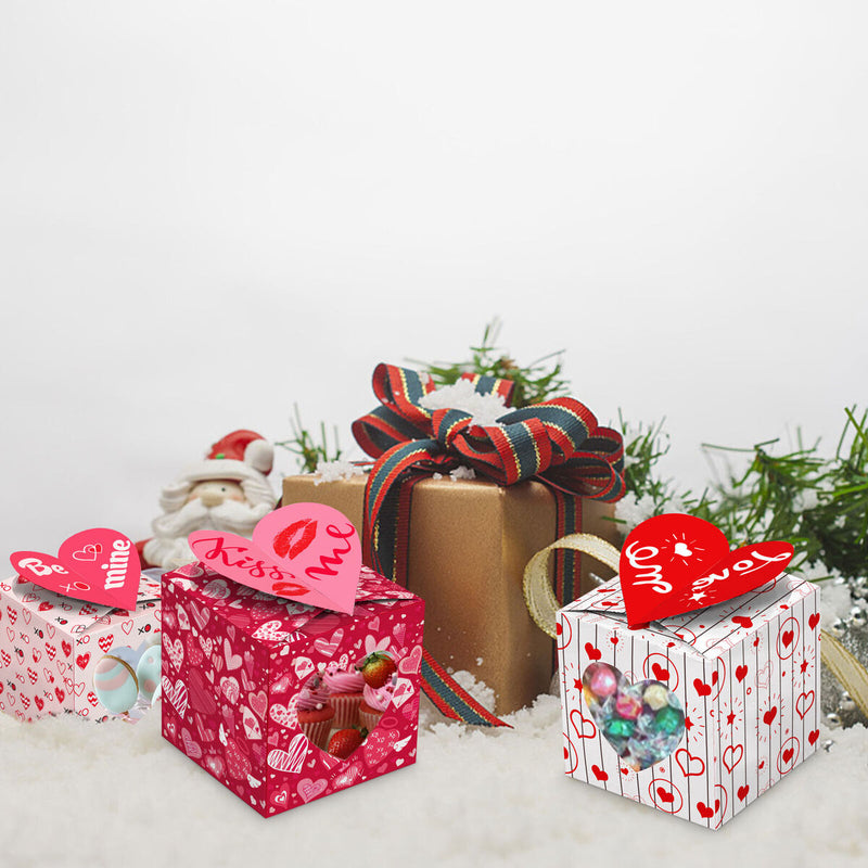 Set of 12 Valentine s Day Treat Boxes Goody Candy Cardboard Box with Window