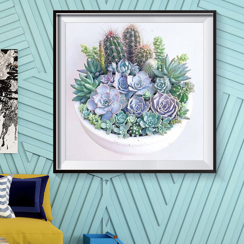 5D DIY Full Round Drill Diamond Painting Succulent Plants Cross Stitch Mosaic