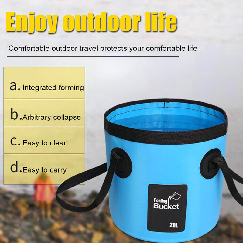 20L Portable Folding Bucket Outdoor Fishing Car Wash Water Storage (Blue)