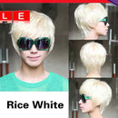 Fashion Man Short Platinum Blonde Rice White Straight Wig