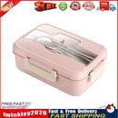 Microwave Lunch Box Wheat Straw Compartments Bento Food Container (Pink) Newly