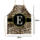 Leopard E Printed Linen Apron Waterproof Pinafore for Home Bibs (82x68cm)