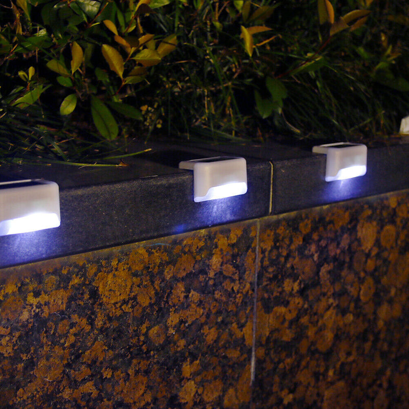 4pcs LED Outdoor Solar Wall Stair Light IP65 Porch Garden Lamp (Cold White)