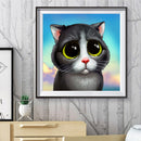5D DIY Full Round Drill Diamond Paint Cute Cat Mosaic Rhinestone Drawing Picture