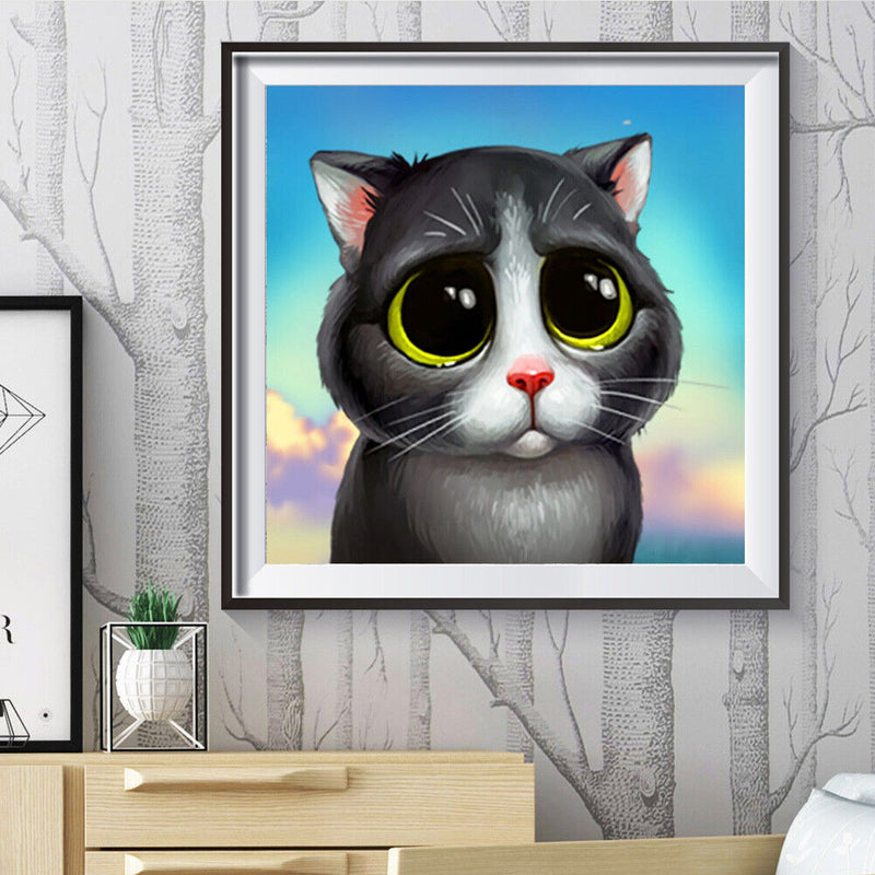 5D DIY Full Round Drill Diamond Paint Cute Cat Mosaic Rhinestone Drawing Picture
