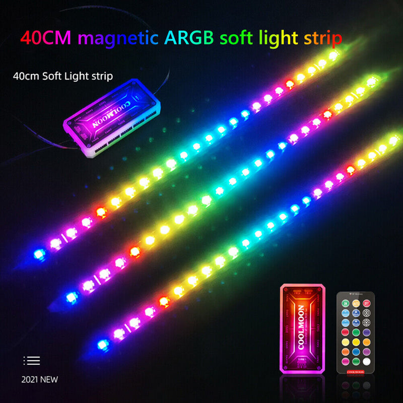 COOLMOON CM-LS40 5V ARGB PC Case LED Light Bar SATA 3PIN Lamps+Controller Newly