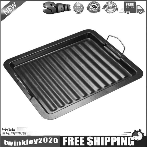 Kitchen Baking Plate Frying Pan Rectangle Non-stick Grill Cookware BBQ Tray