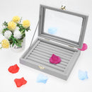 3pcs Velvet Glass Jewelry Ring Display Box Tray Holder Storage Box