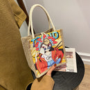 Casual Big Capacity Shopping Tote Portable Linen Women Lunch Bag Shoulder Pouch