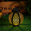 Solar Lanterns - Hollowed Flower Wrought Iron Decor Lanterns Light (Black) Newly