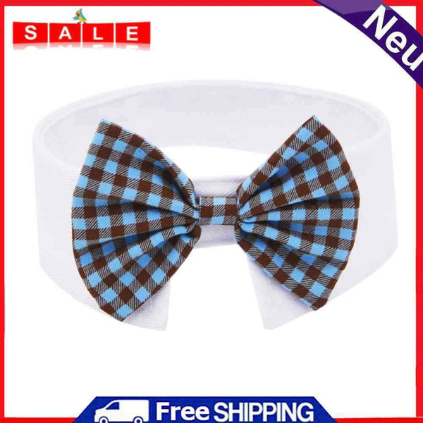 Pet Dog Cat Lattice Bow Tie Necklace Adjustable Strap Puppy Kitten Necklace Necklace