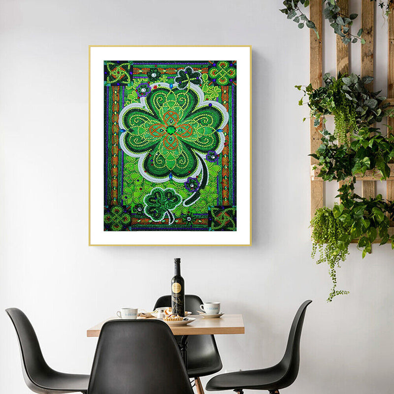 5D DIY Part Special Drill Diamond Painting Oven Leaf Clover Home Wall Art Craft