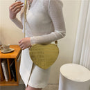 Love Heart-shaped Crossbody Bag PU Leather Women Fashion Stone Pattern Purse