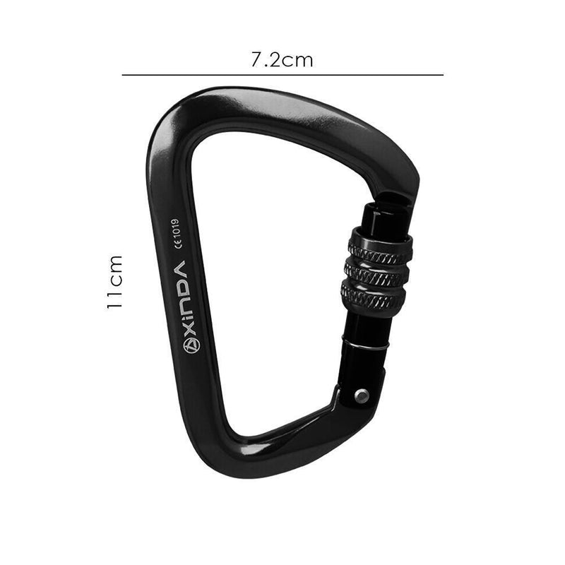 28KN D Shape Safety Master Lock Carabiner Rock Climbing Buckle (Black)