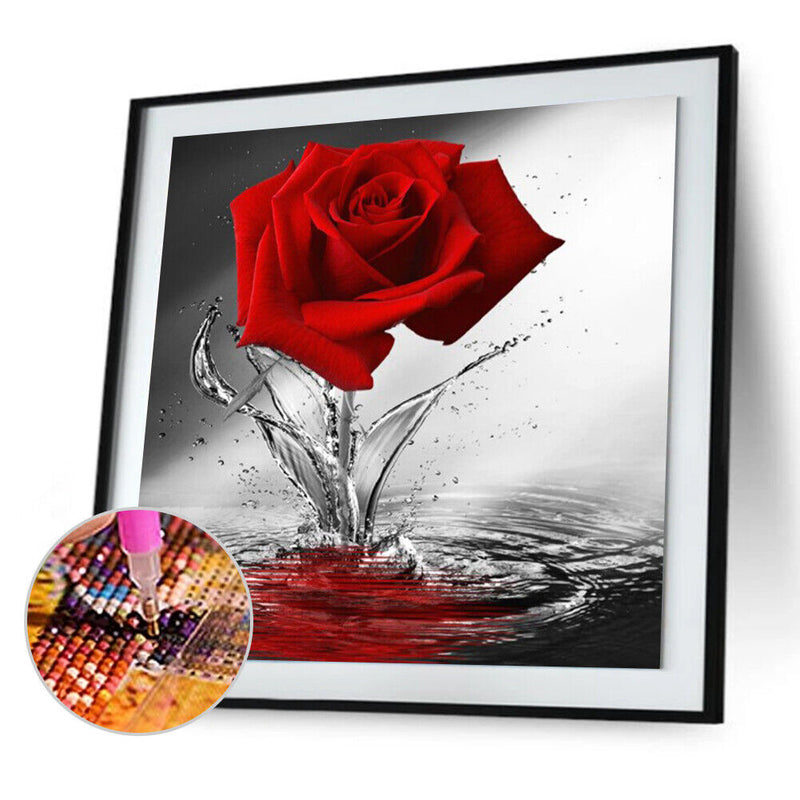 5D DIY Full Round Drill Diamond Painting Red Rose Mosaic Rhinestone Drawing