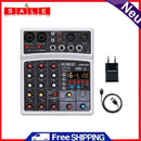4 Channels Audio Sound Mixer Mixing DJ Bluetooth Console USB Record Sound Card