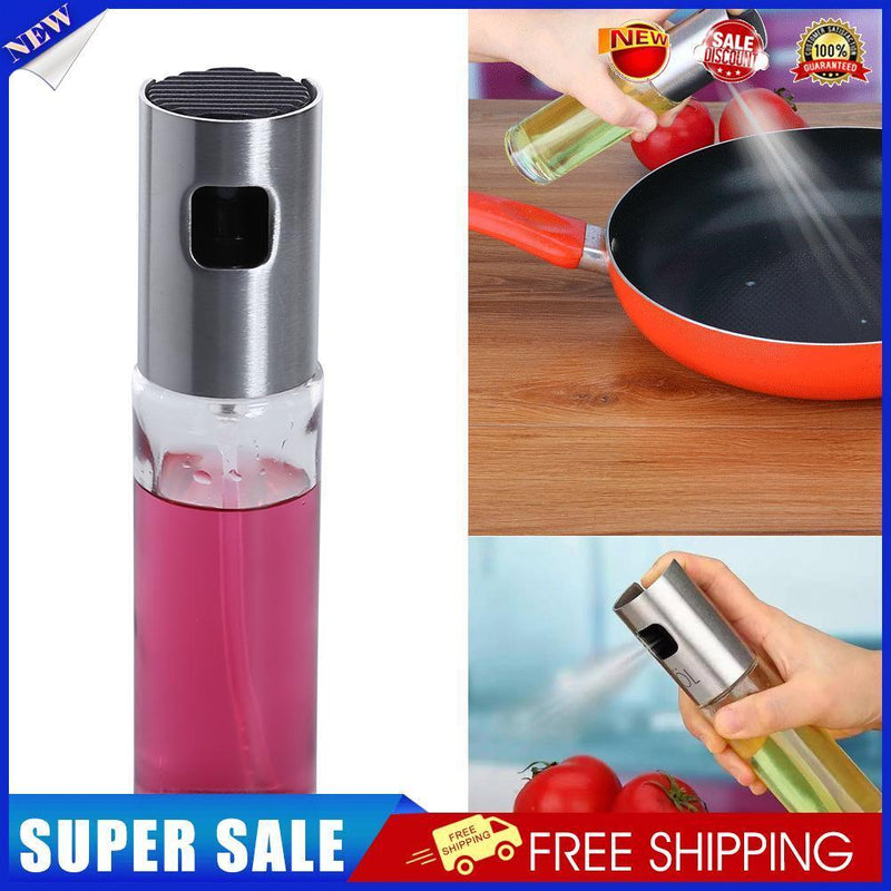 Stainless Steel Glass Oil Pump Spray Fine Bottle Olive Can Tool Pot Cooking