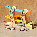 Children Wooden Four-layer Track Inertia Speed Slide Car Early Educational Toys