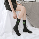 and White Hip-hop Women Moon Pattern Stockings Japanese Fashion Cotton  Socks