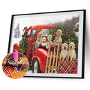 5D DIY Dogs in Car Full Round Diamond Painting Rhinestone Wall Art Picture