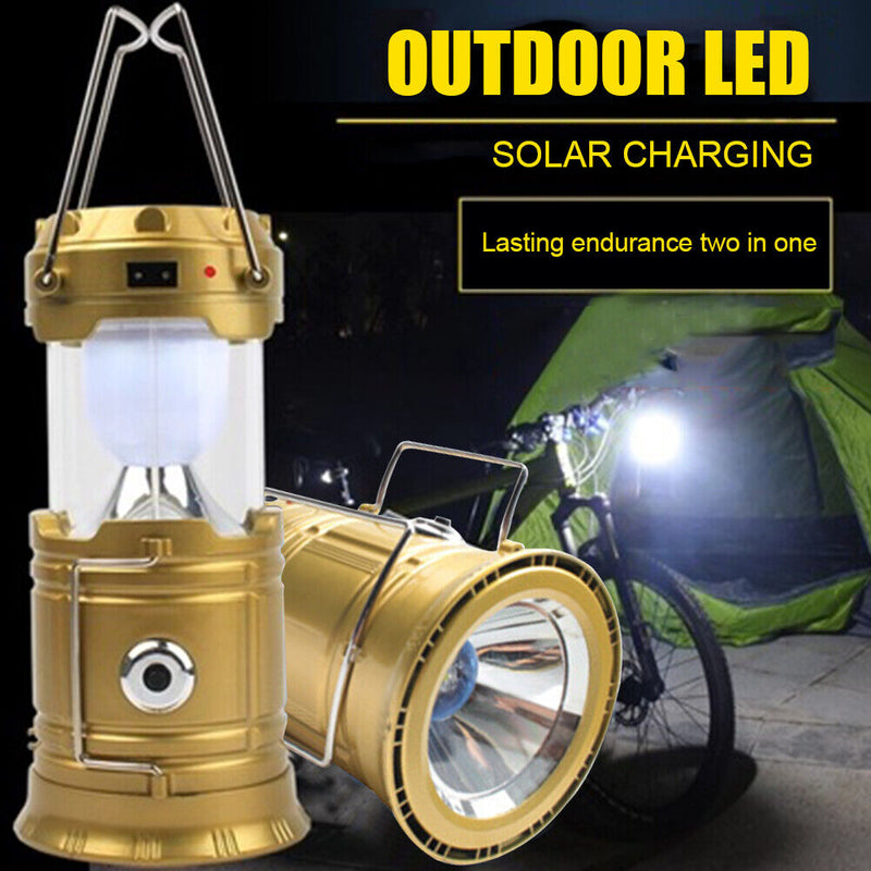 LED Solar Power Lantern Lamp Portable Outdoor Camping Hiking Emergency Lighting