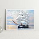 White Ship Colouring Oil Canvas Picture DIY Hand Painted Paint By Numbers Kit