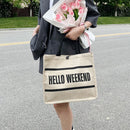 Fashion Simple Letters Women Linen Totes Handbags Casual Shopping Shoulder Bag