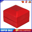 LED Lighted Earring Ring Gift Box Wedding Engagement Jewelry Case (Red)