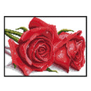 14CT Partial Cross Stitch Red Rose Counted DIY Kits Handmade Cotton Embroidery