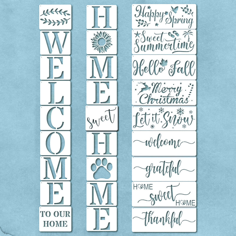 Word Stencils Welcome Theme Signs Four Season Pattern Festival Ornament
