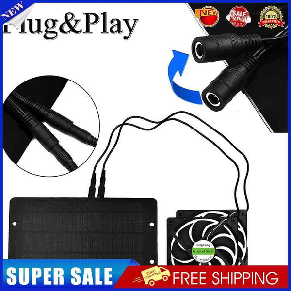 10W 12V Solar Panel Fan Kit Waterproof Dual Exhaust Fan for Office Greenhouse