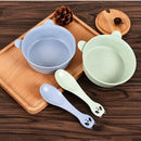 Plastic Anti-Scald Wheat Straw Baby Feeding Bowl Panda Design Bowl Spoon Set