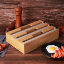 #A Foil Wrap Cutting Box Bamboo Wood Wrap Dispenser Cutter Home Kitchen Utensils