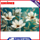 White Flower Oil Paint by Numbers Hand Painted Frameless Picture Home Ornament
