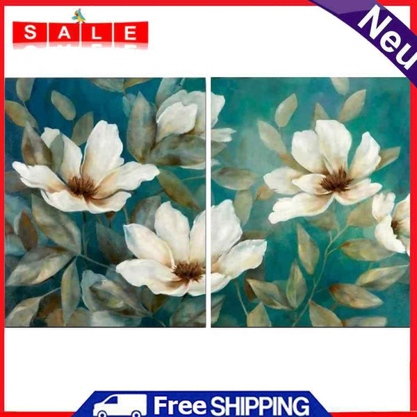 White Flower Oil Paint by Numbers Hand Painted Frameless Picture Home Ornament
