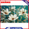 White Flower Oil Paint by Numbers Hand Painted Frameless Picture Home Ornament