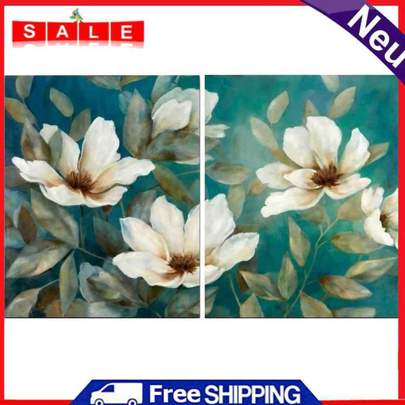 White Flower Oil Paint by Numbers Hand Painted Frameless Picture Home Ornament