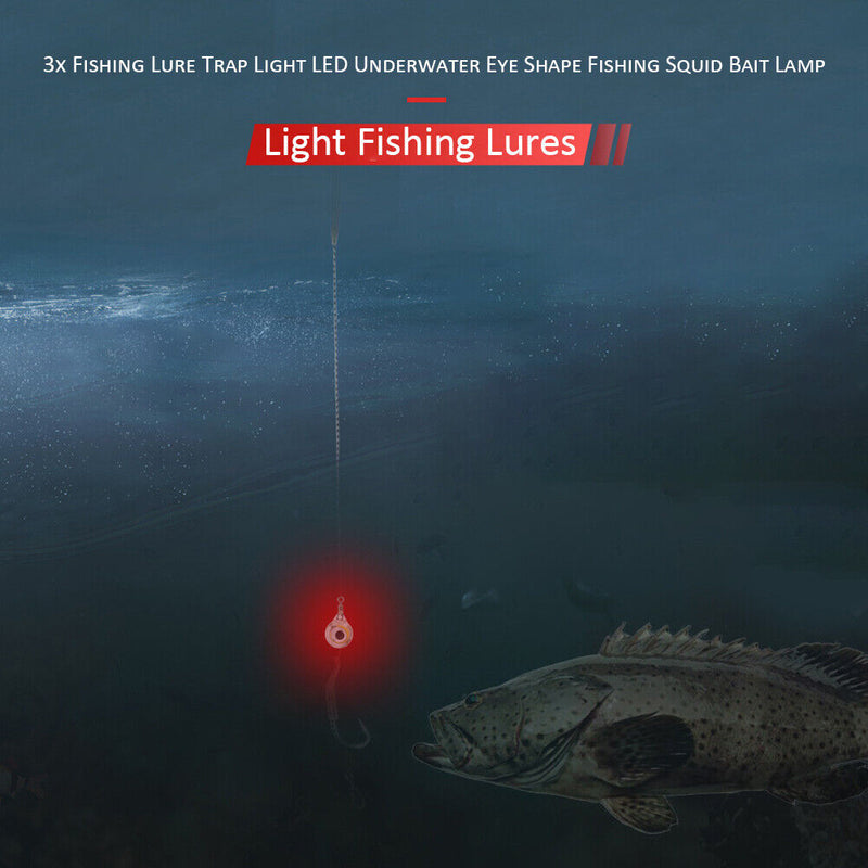 3pcs LED Attracting Fish Lamp Underwater Eye Shape Luminous Fishing Lure Light