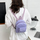 Fashion Women Mini Backpack Corduroy Solid Small Bookbags Retro Travel Rucksacks