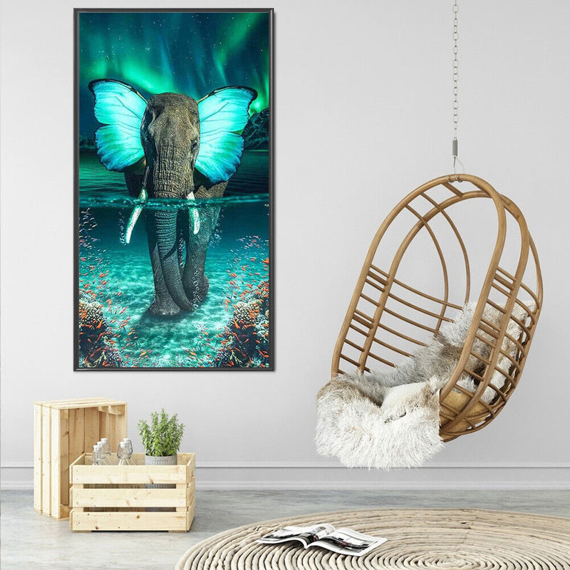 Full Cross Stitch 11CT Butterfly Elephant Handmade Cotton Thread Animal Cra